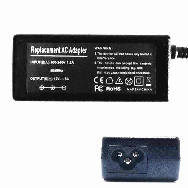Новый lcd AC адаптер питания DC 12 вольт 5 ампер (12V 5A) ЖК монитор лэптоп|Адаптеры для