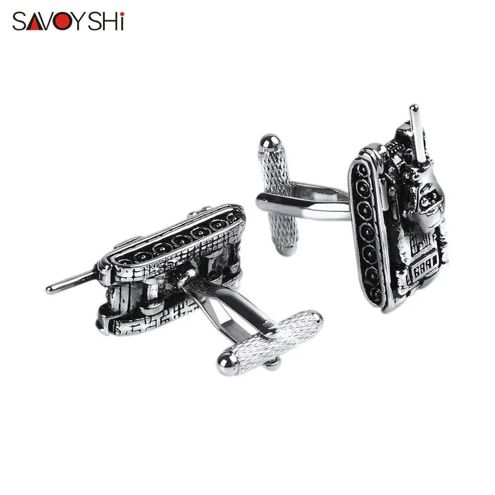 SAVOYSHI Новинка черная модель танка Запонки мужские высокого качества