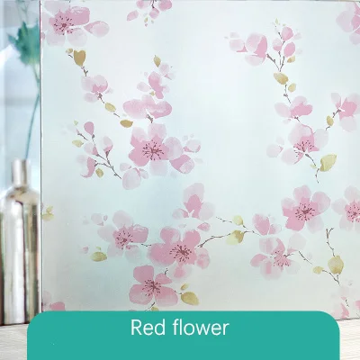 Red flower 45X100 см матовая оконная стеклянная наклейка световая непрозрачная ванная раздвижная дверь затемненная оконная пленка украшение индивидуальная креативная - Цвет: Red flower