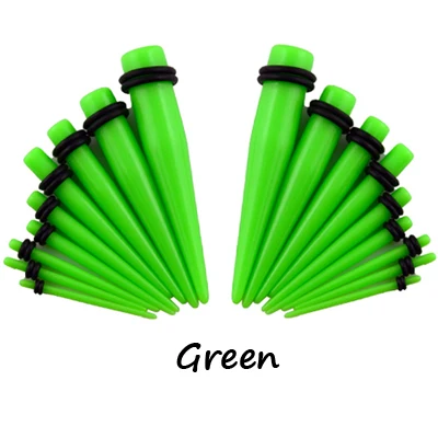Green Lot18Pcs ушные конусные носилки расширитель набор ушных тоннелей набор беруши пирсинг Стартер Набор ювелирные изделия для тела 12 цветов на выбор - Окраска металла: Green
