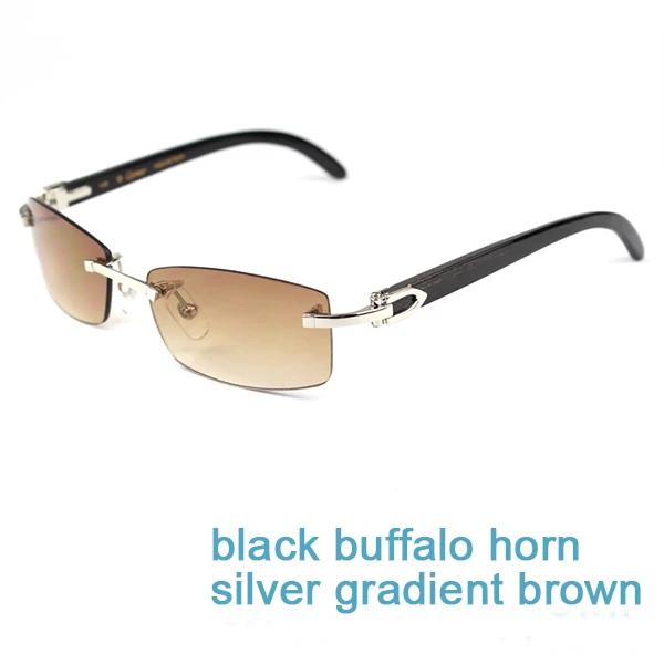black gold silver Мужские солнцезащитные очки, настоящие роговые очки buffalo, без оправы, белые и черные квадратные мужские очки Carter, оптические оттенки, Заполните рецепт - Цвет линз: black gold silver