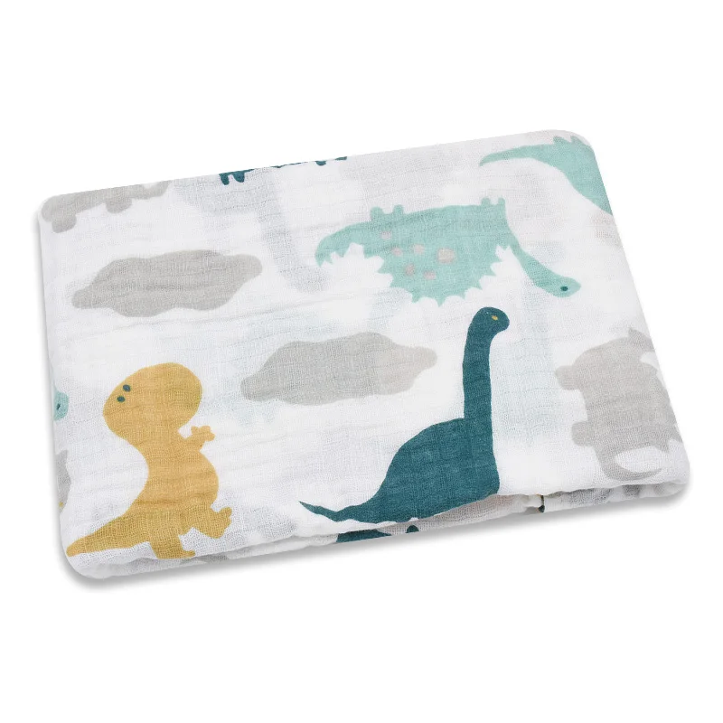 Cute Dinosaur Новое поступление, Летнее Детское муслиновое одеяло с геометрическим рисунком розового лебедя для новорожденных, детское банное полотенце, Пеленальное Одеяло, детская накидка - Цвет: Cute Dinosaur