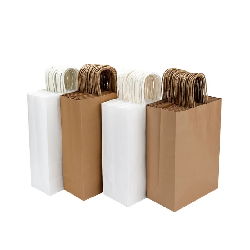 

High Quality Kraft Paper Gift Bag with Handles Packaging Bags for Wedding Birthday Party Favors Shopping Bags W9232