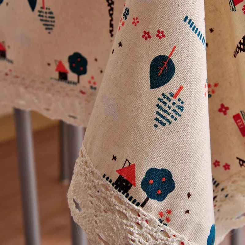 Скатерть с кружевными краями для сада Стильная хлопковая скатерть рисунком в