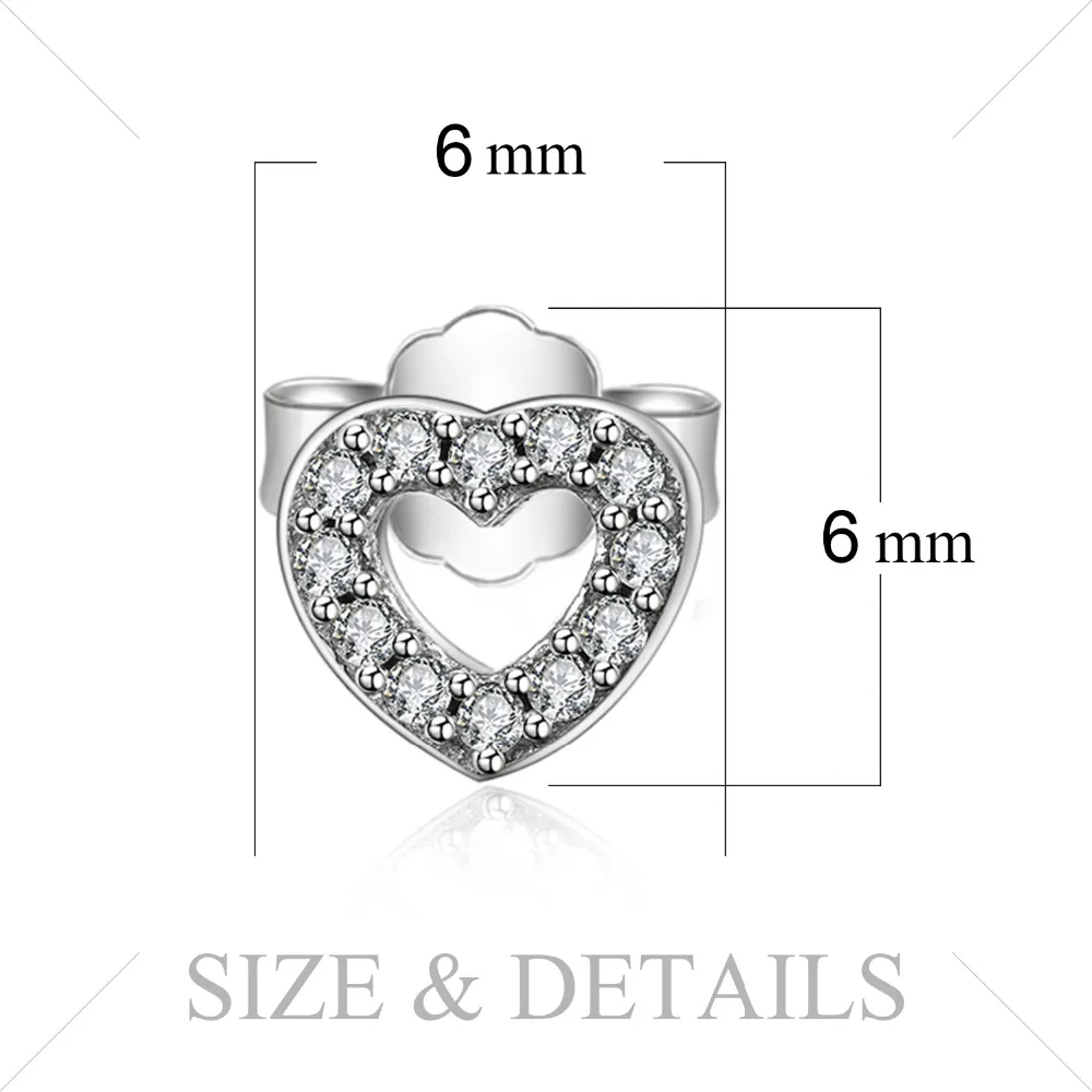 Jewelrypalace 925 стерлингов Серебряные серьги Стад кубического циркония Forever Love Сердце