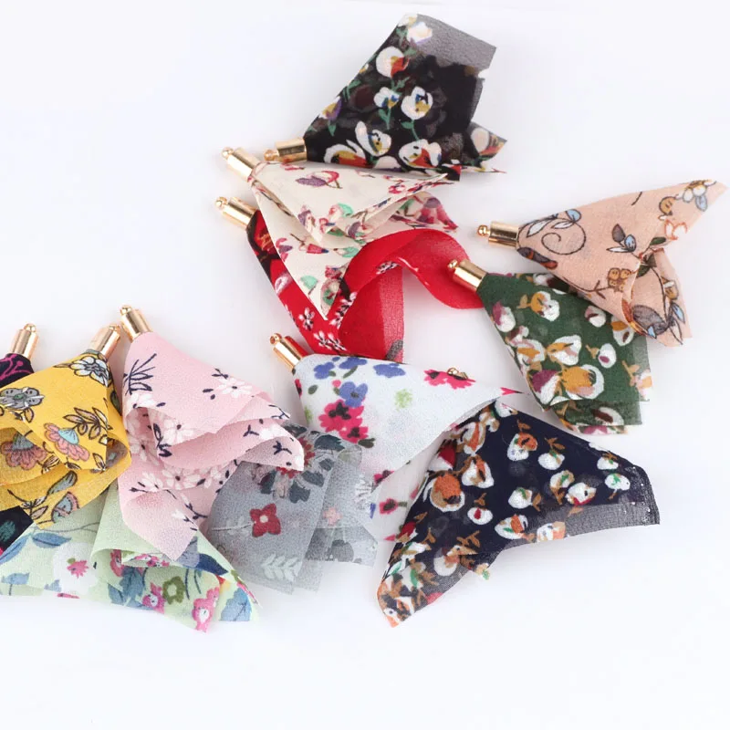 DIY earring material holiday sweet chiffon flower tassel home-made earrings headdress accessories pendant | Украшения и