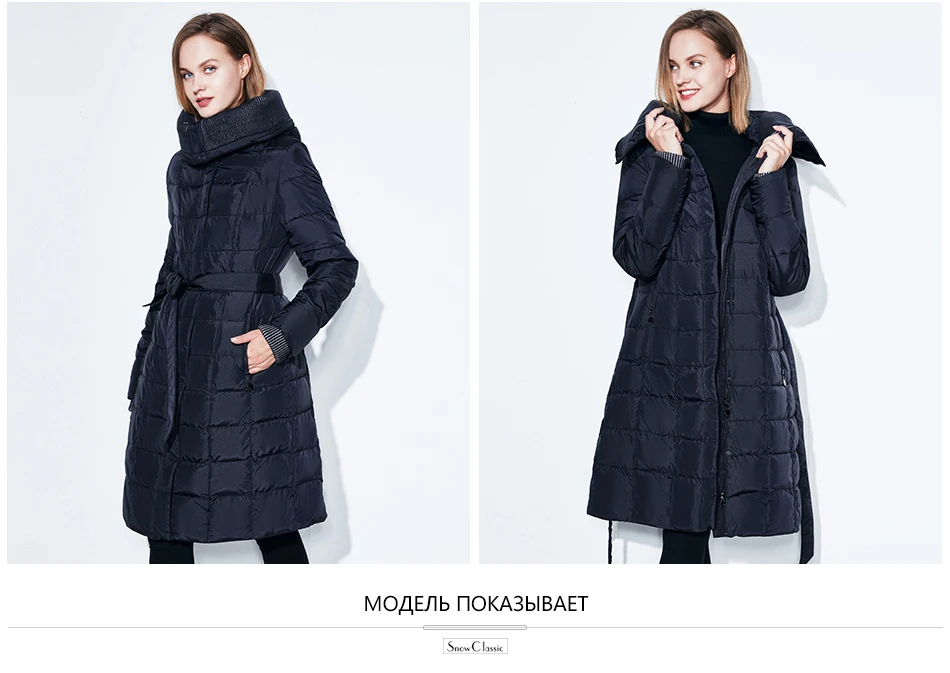 Snowclassic весенняя куртка женщин зимнее пальто женщин теплые outwear мода большой размер Средние-длинние роскошные зимние пальто толстые Slim Solid