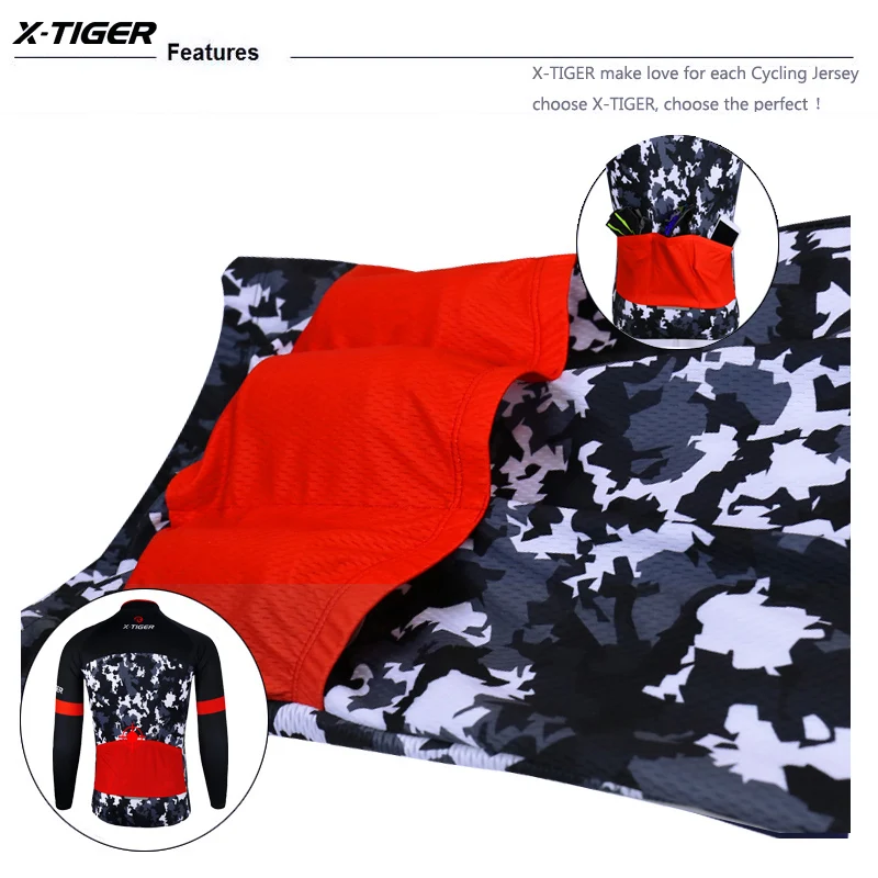 Футболка с длинным рукавом X Tiger трикотажная одежда для езды на велосипеде