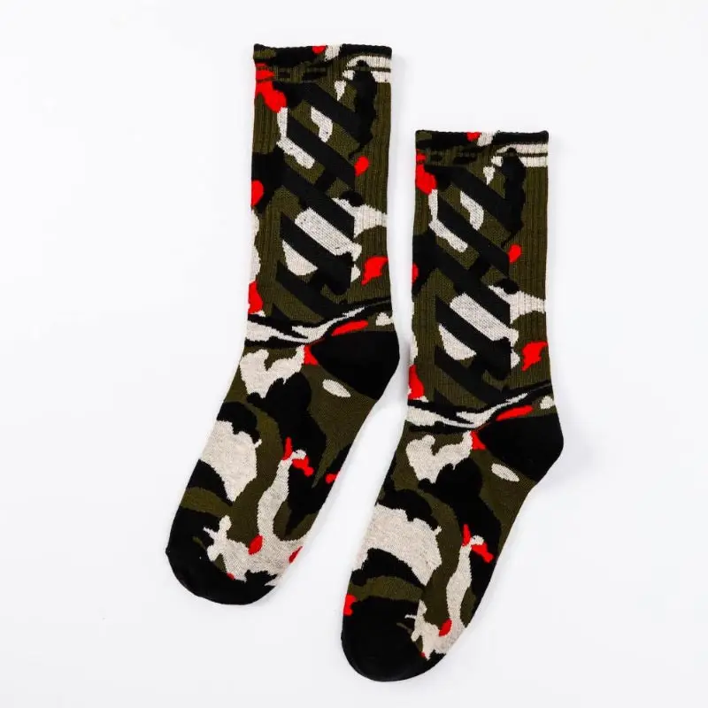 Camo Green Европа Стиль Для мужчин носки хлопковая футболка в стиле «хип-хоп» с камуфляжным принтом полосатые носки Crew Socks с рисунком для интеллигентного мужчины женский скейтборд Повседневное Alien уличной носки унисекс - Цвет: Camo Green