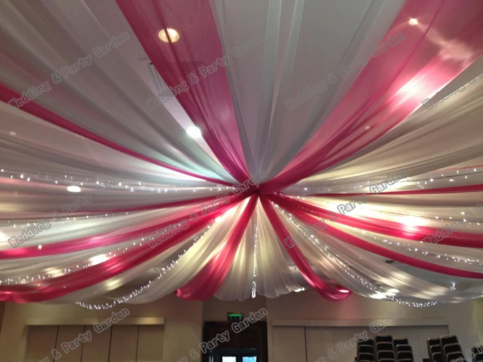 

Good Quality 12pcs 10mx0.7m Wedding roof Draper Canopy Drapery colour mixture Luxury Wedding roof Drape