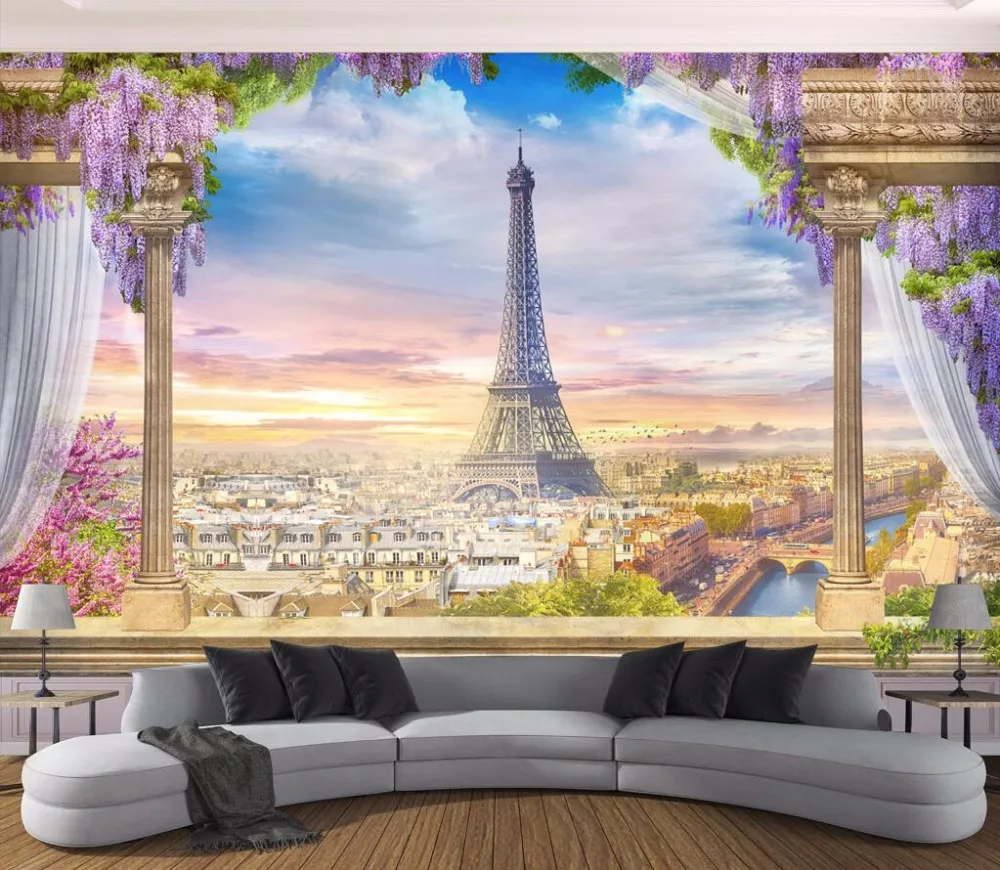 Настенные 3D-обои на заказ рисунок с изображением дворца римских колонн комнатный