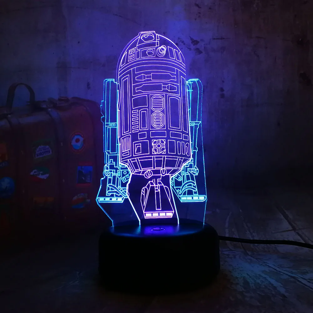 Звездные войны R2D2 космический корабль 3D светодиодный RGB 7 смешанных цветов
