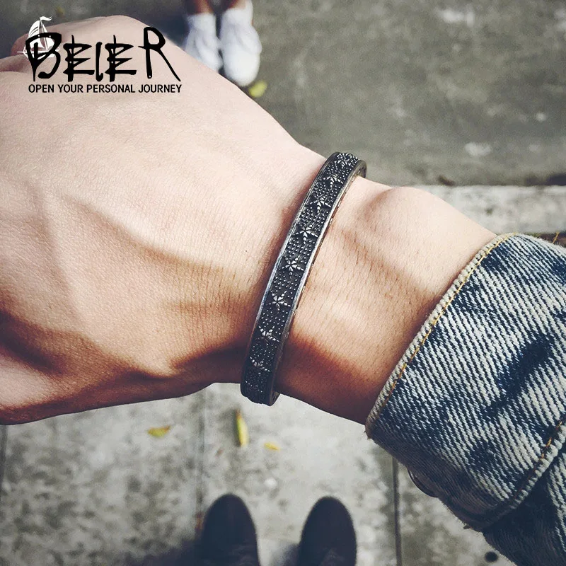 Мужской браслет со звездочкой BEIER крутой из нержавеющей стали 316 с надписью Lucky Star