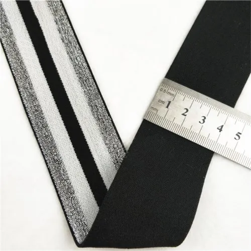 gray white black 4cm Резинка 4 см ширина мягкий Блестящий золотистый Серебристый РЕЗИНКИ 40 мм шитье DIY сумка шляпа одежда платье аксессуары для одежды 1 м - Цвет: gray white black 4cm