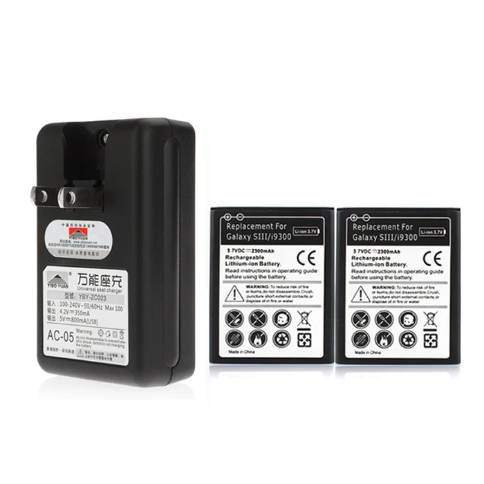 2x2300 мАч Сменный аккумулятор для телефона Samsung Galaxy S3 i9300 L710 i747 i535 R530 T999 Bateria +