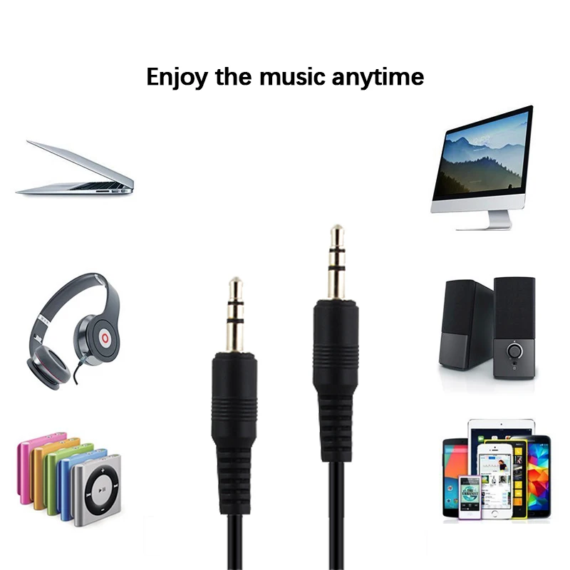 3.5mm Jack AUX Cable Car Speaker Headphone Audio Extension Cord for iPhone 5s 6s Samsung S8 Redmi Note5 Male to Male Audio Cable