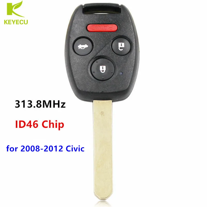 

KEYECU Replacement New Remote Key Fob 3+1 Button 313.8MHz ID46 Chip for Honda Civic 2008 2009 2010 2011 2012