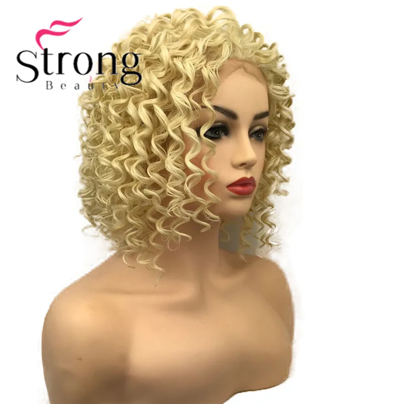 StrongBeauty кружева спереди белокурый, кудрявый афро Высокая Тепло ОК полный синтетический парик