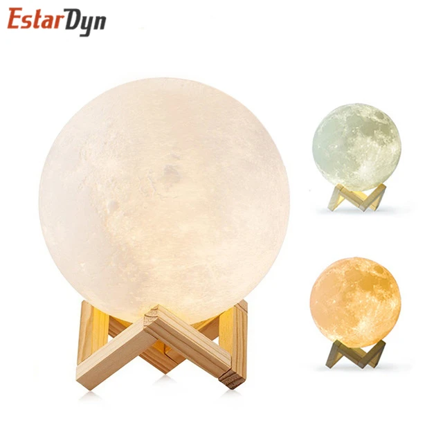 Moon Lamp 3D принт Лунная лампа лунный светильник USB светодиодный перезаряжаемый Новинка сенсорный датчик настольная лампа креативный ночной Светильник Декор подарок на день рождения - Испускаемый цвет: Moon Lamp