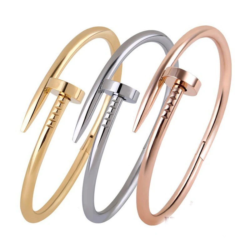 Винт Ногтей Мужчин Из Нержавеющей Стали Браслеты и Розового Золота Для Женщин