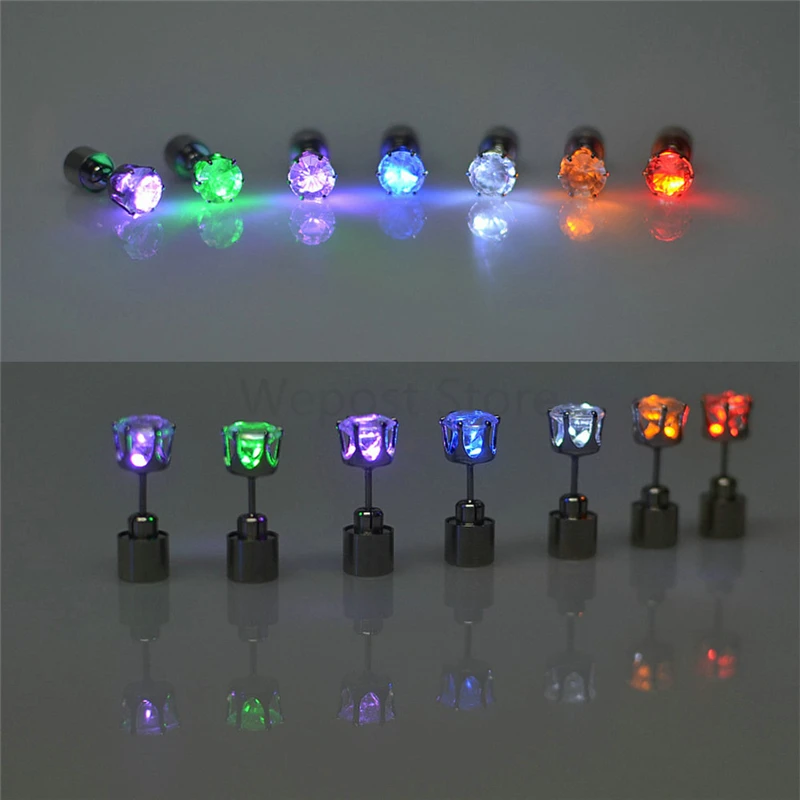 Светящиеся светодиодные серьги шпильки из нержавеющей стали 2 шт.|studs women|stud ledstud bar