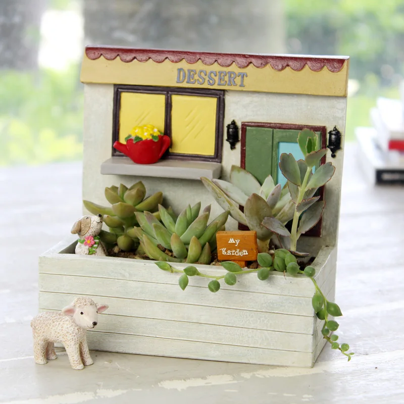 Садовый домик 1 шт. Цветочная горшка для суккулентных растений декоративный