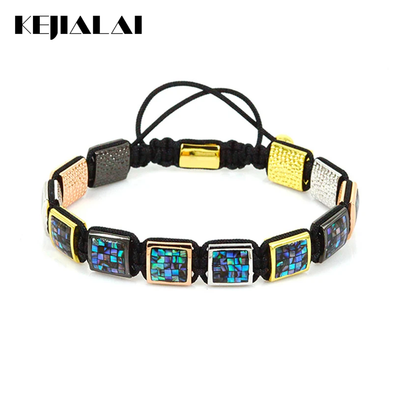 Квадратные бусины в виде ракушки макраме браслет мода Instagram хит продаж мужской