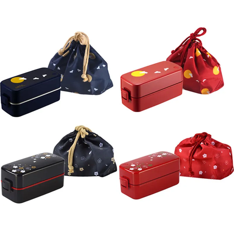 Двойной слой bento box японский стиль пластиковая микроволновая печь отопление творческий посуда 28