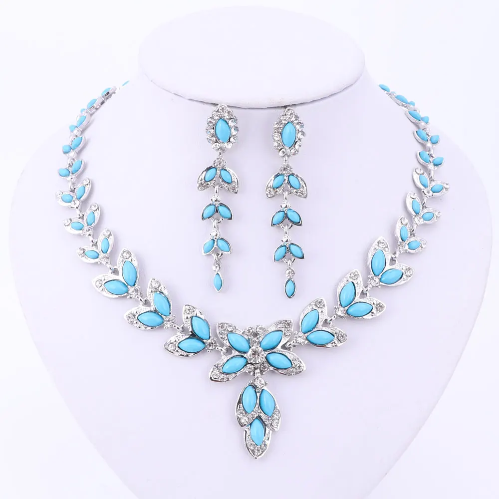 Набор ювелирных изделий для женщин ожерелье с кристаллами серьги набор