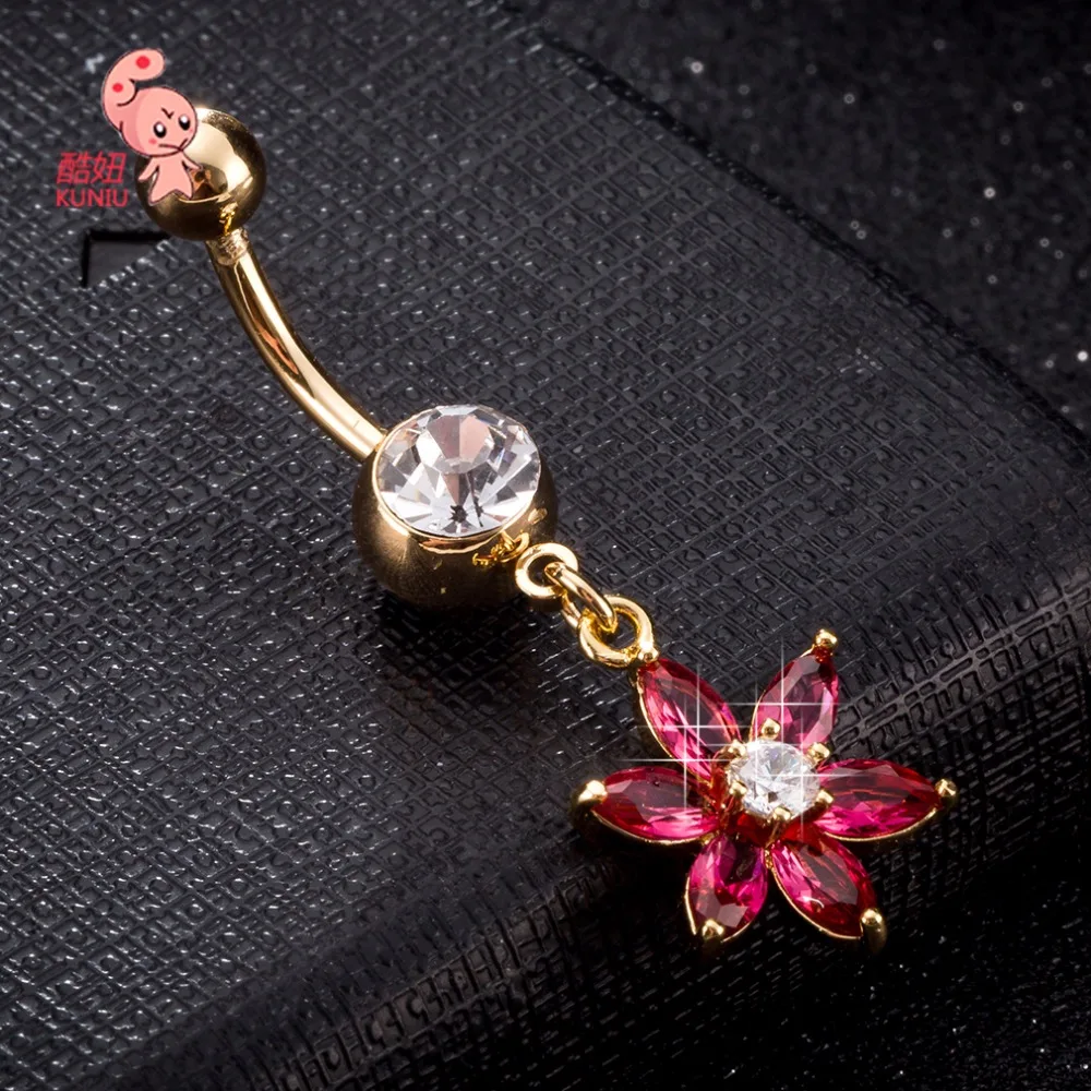 2018 Новые Горячие Роскошные циркониевые кристаллы цветок кольца для пупка