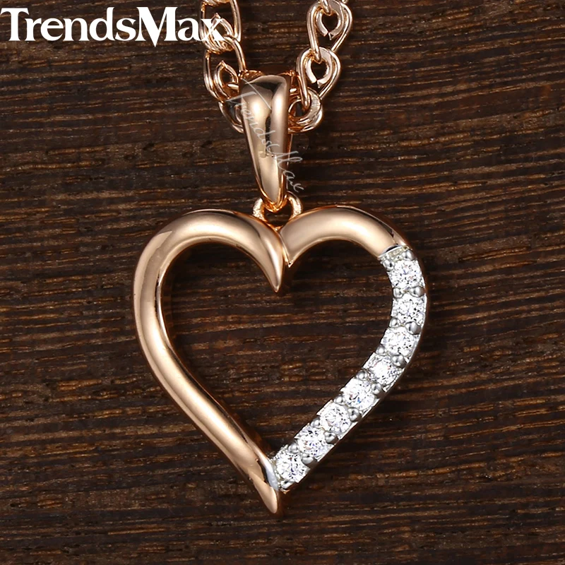 Trendsmax женское ожерелье подвеска в виде сердца со льдом проложенные Стразы роза