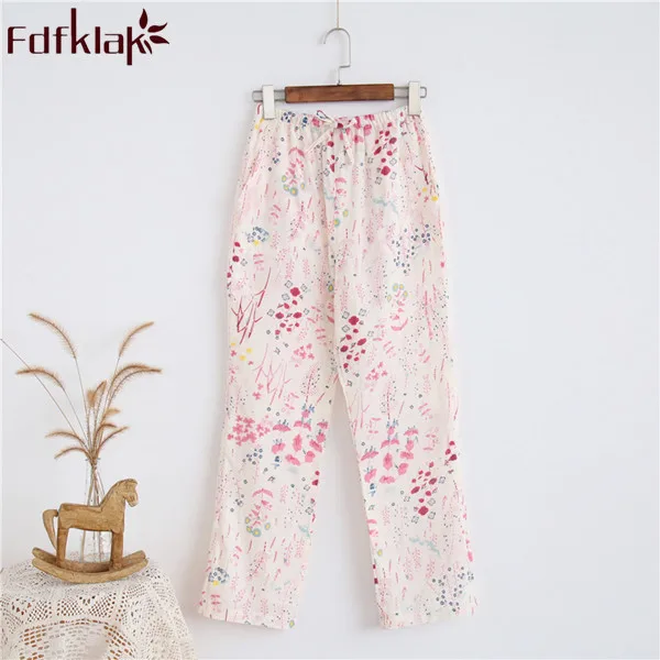 Женские штаны с цветочным принтом хлопковые Пижамные на завязках Q293 для весны и