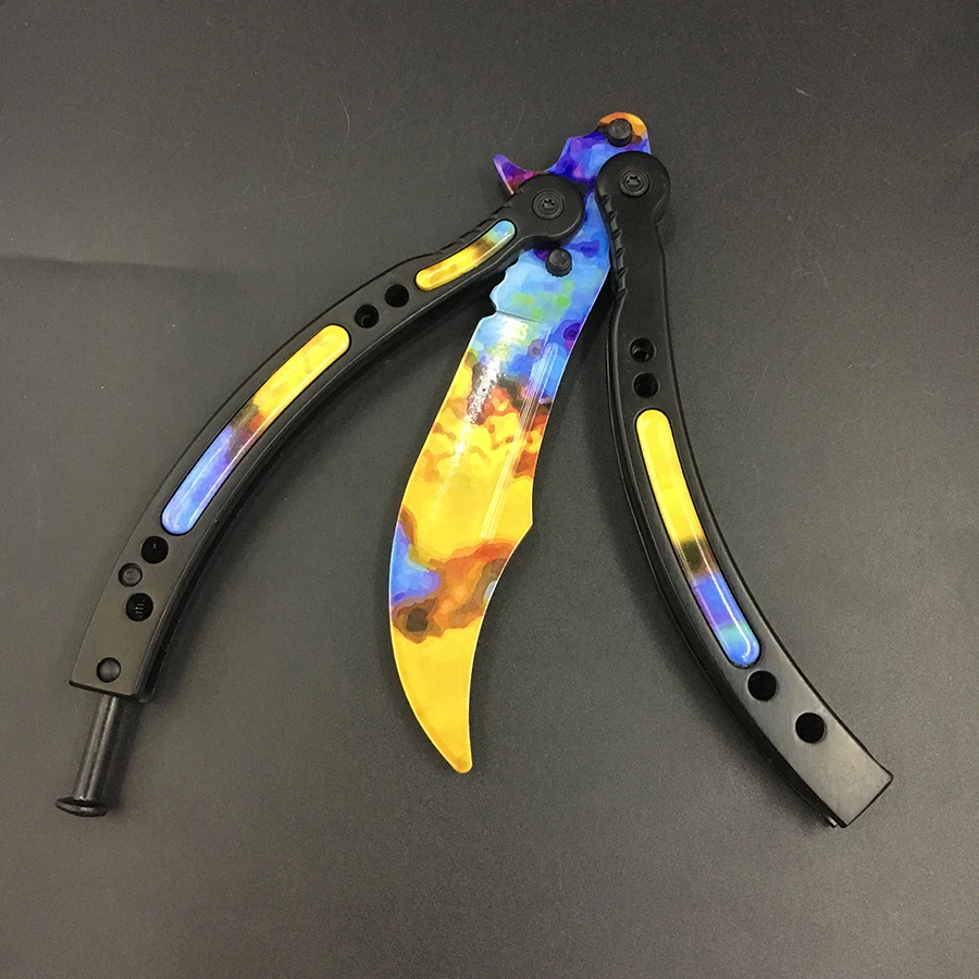 CS GO бабочка в ноже Karambit складной нож тренировочный нож подарок balisong Практичный Нож не заточенный металл