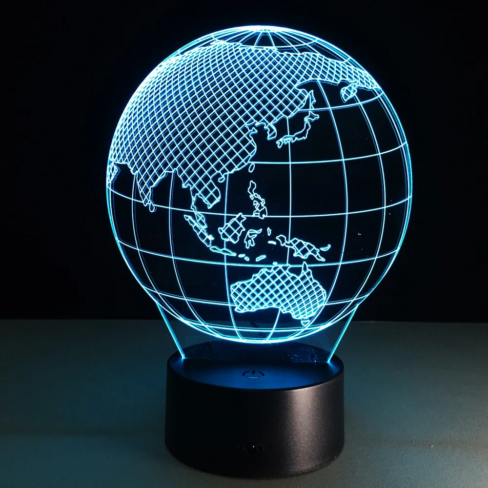 Oceania Map Earth Globe 3D Illusion Lamp LED 7 Color Changing Touch USB Night Light Home Decor Bedroom Mood Table Kids Gift | Лампы и