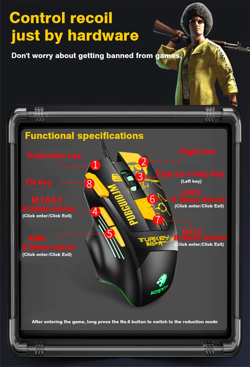 Игровая мышь, новинка, ratos pc com fio BLOODBAT M416, Проводная игровая мышь, 8 клавиш, эргономичный дизайн, 4800 dpi, оптические мыши muis draadl