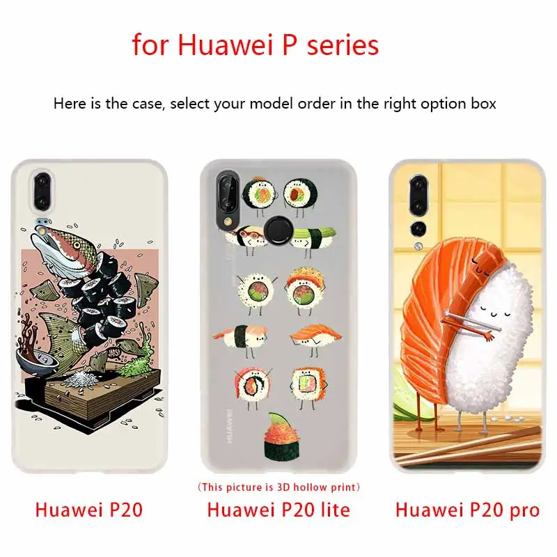 Чехол NAYIDA для японских суши силиконовый мягкий чехол из ТПУ Huawei P30 P40 P20 Pro P10 P9 Lite P
