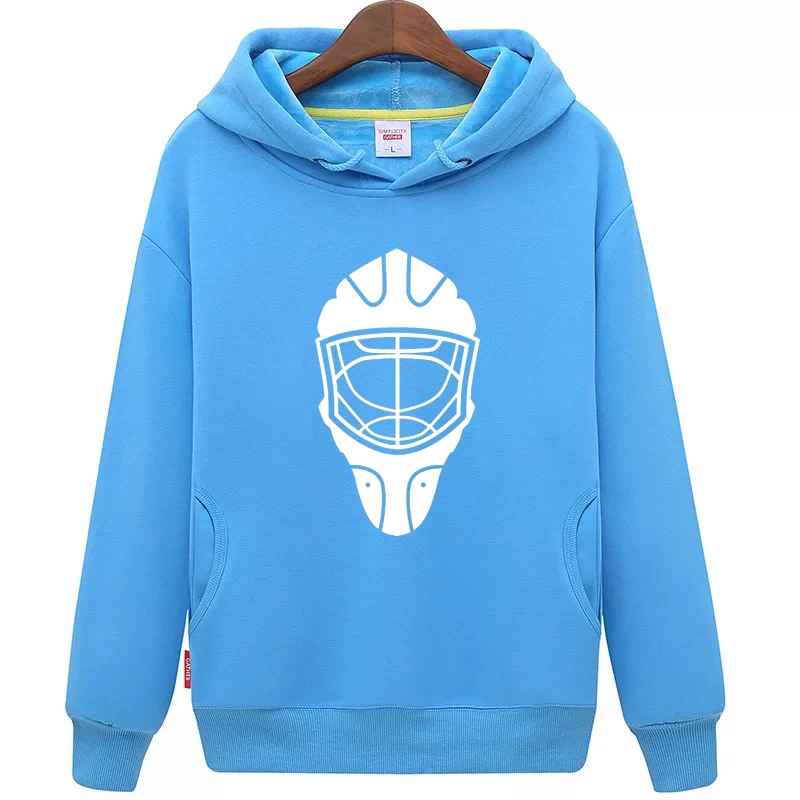 

EALER Free Shipping Cheap Youth blue Hockey Hoodie with Hockey Mask Pattern