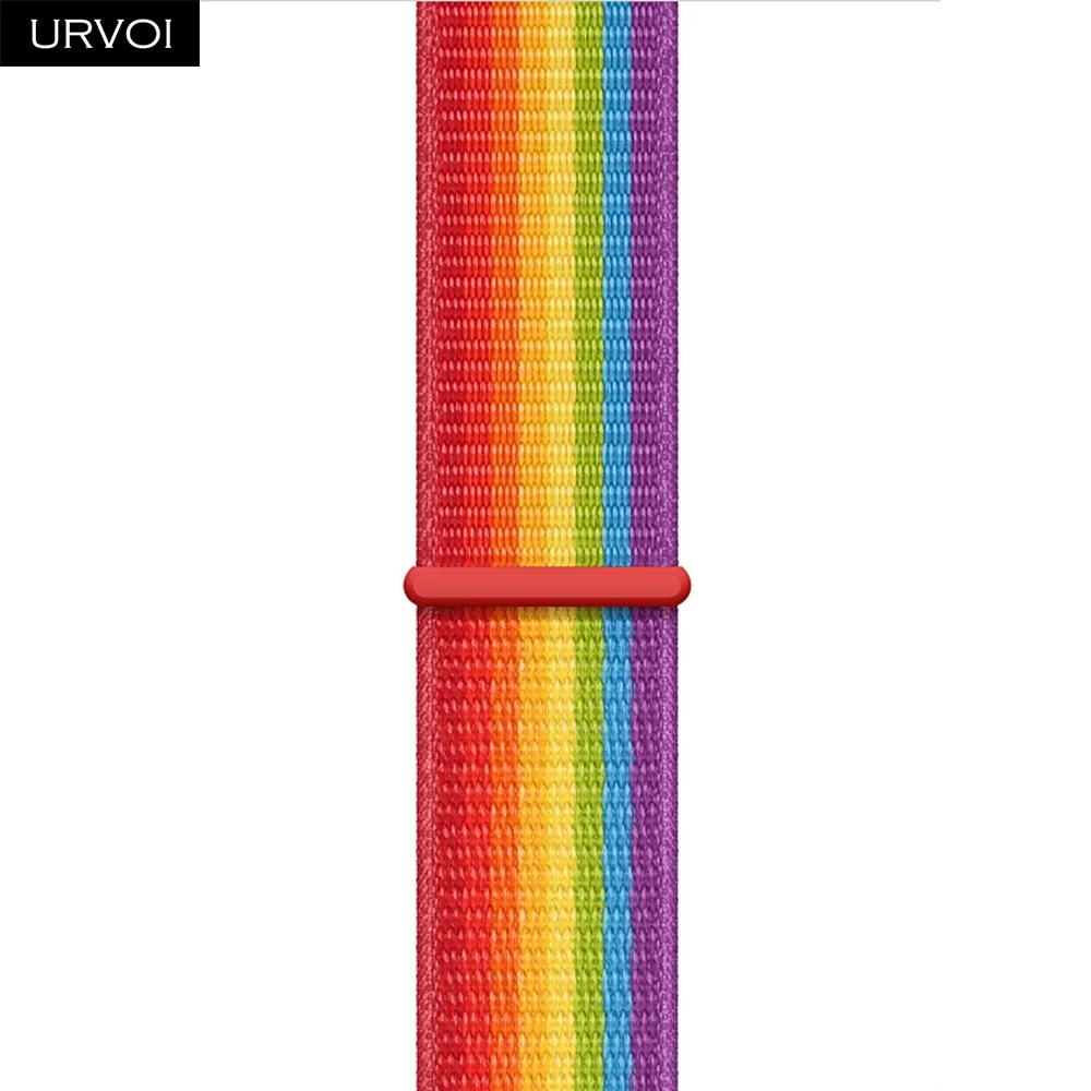 URVOI, Спортивная петля для apple watch, серия 4, 5, 3, 2, 1, ремешок для iwatch, двухслойный Воздухопроницаемый ремешок, тканый нейлоновый дракон, фрукты, 44 мм - Цвет ремешка: Pride Edition