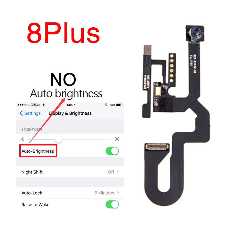 8 Plus No brithtness 5 шт./партия протестированная фронтальная камера Flex для iPhone 8G 4,7 ''8 PLUS 5,5" датчик света близость гибкий кабель запасные части - Цвет: 8 Plus No brithtness