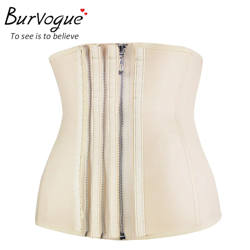 Burvogue корсеты и бюстье, сексуальный женский латексный тренажер для талии утягивающий черный 3 молнии Корсет Бюстье железные косточки