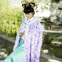 multicolor phoneix tail pattern cotton padded fur collar costume mantissas cloak female costume cloak