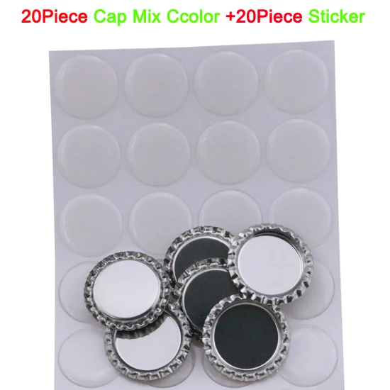 20 Sticker And Cap 25 шт 33*33 мм цветная Круглая Плоская бутылочная шапочка для волос, ожерелье с бантом, аксессуары 25 мм~ 25,4 мм внутри - Цвет: 20 Sticker And Cap
