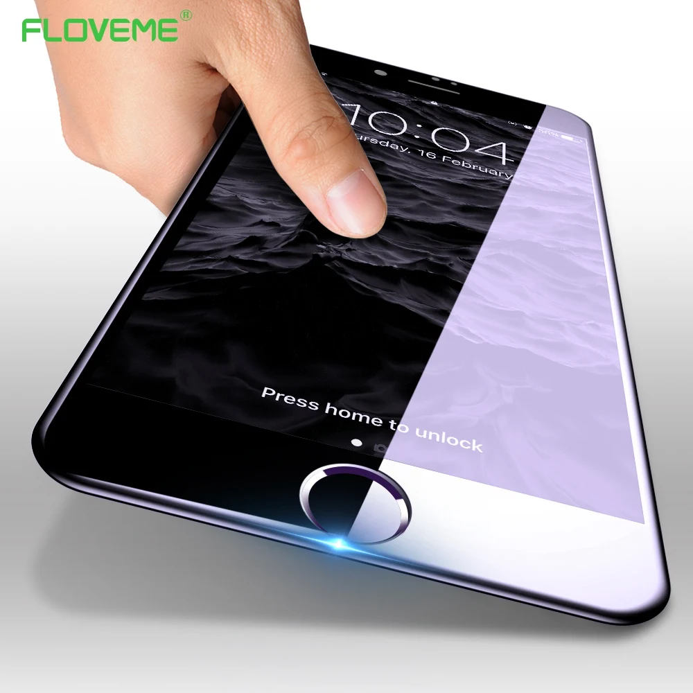 2018 New Floveme полный охват закаленное Стекло для iphone X 8 7 6S 6 Plus HD фиолетовый свет Экран