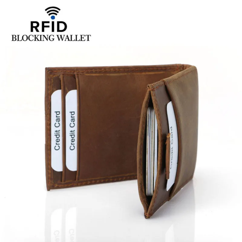 Мужской тонкий бумажник с блокировкой RFID из натуральной кожи чехол для кредитных