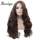 Длинные волнистые синтетические кружевные волосы Xiweiya, 6 # цвет, кофейные, коричневые, длинные, без клея, Жаростойкие Волокна, волосы для женщин