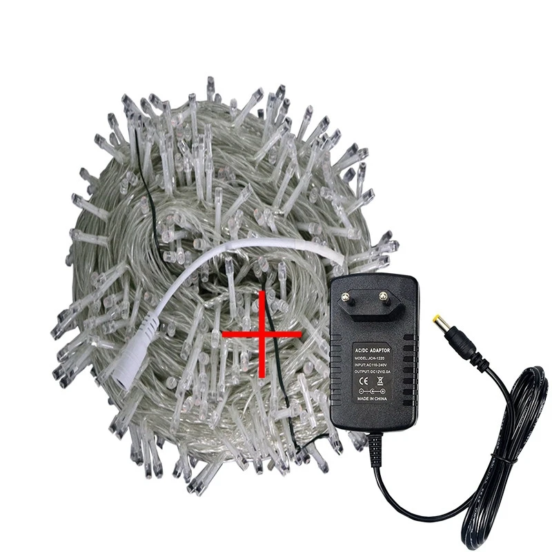 DC12V светодиодный Сказочный свет шнура 10 м/20 м возможностью погружения на глубину до 30 м 50 м 100 м безопасная Водонепроницаемый открытый праздник Рождество свадебное украшение гирлянды