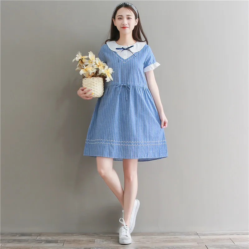 2019 Fashion Women Girls Retro Dress Summer Casual Striped Dresses Short Sleeve Mini Sundress Elegant Vestidos Clothes | Женская одежда