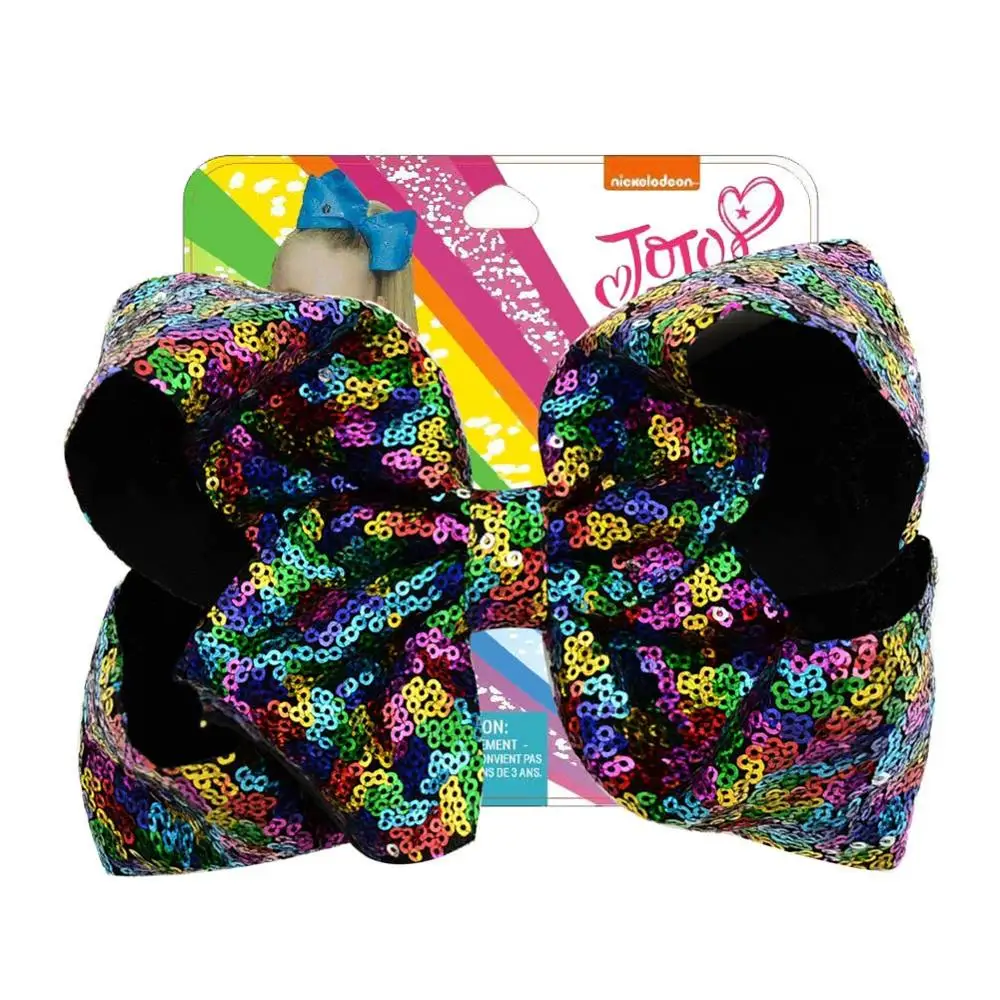 13 " Sequin Rainbow JoJo siwa лук с заколкой для волос для девочек Дети ручной работы бутик узел волосы в стиле jumbo лук заколки для волос аксессуары для волос - Цвет: 13