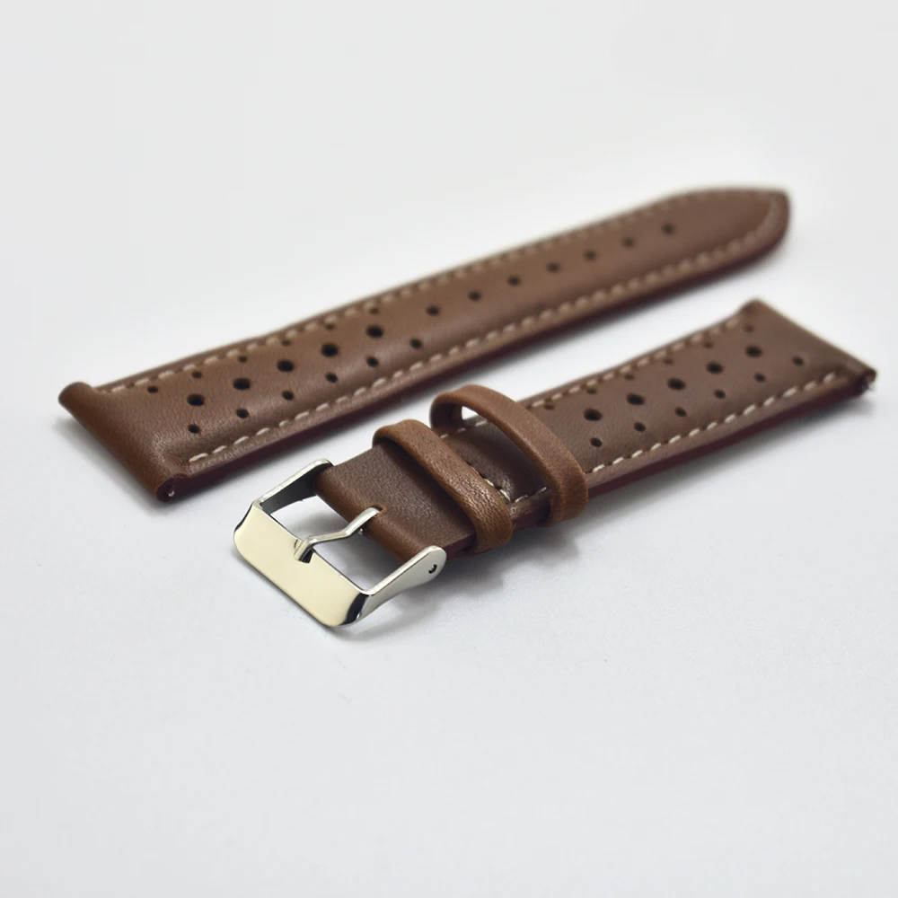KZfashion кожаный ремешок ручной работы светло-brown18-24mm винтажный узор часы ремешок стиль