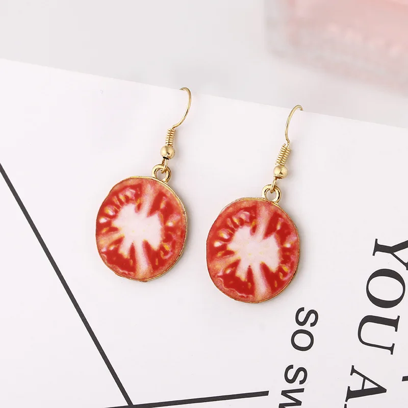 YAAYOO Hyperbole Alloy Fruit Tomato Earring Jewelry Drop Dangle Earrings For Women HL030 |